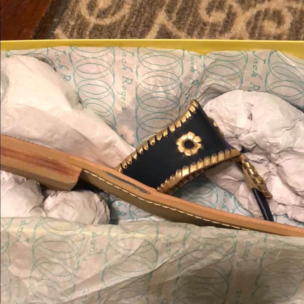 Jack Rogers Navy and Gold Nantucket Sandals